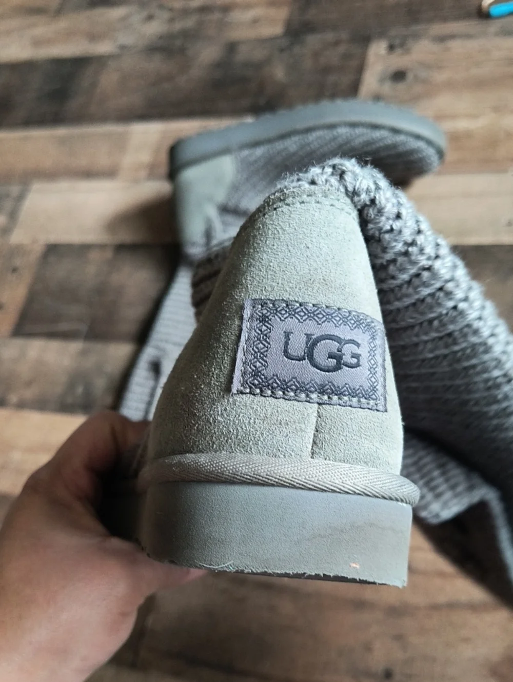 UGG Classic Cardy Gray Wool Blend Knit Boots Sz 10 Women